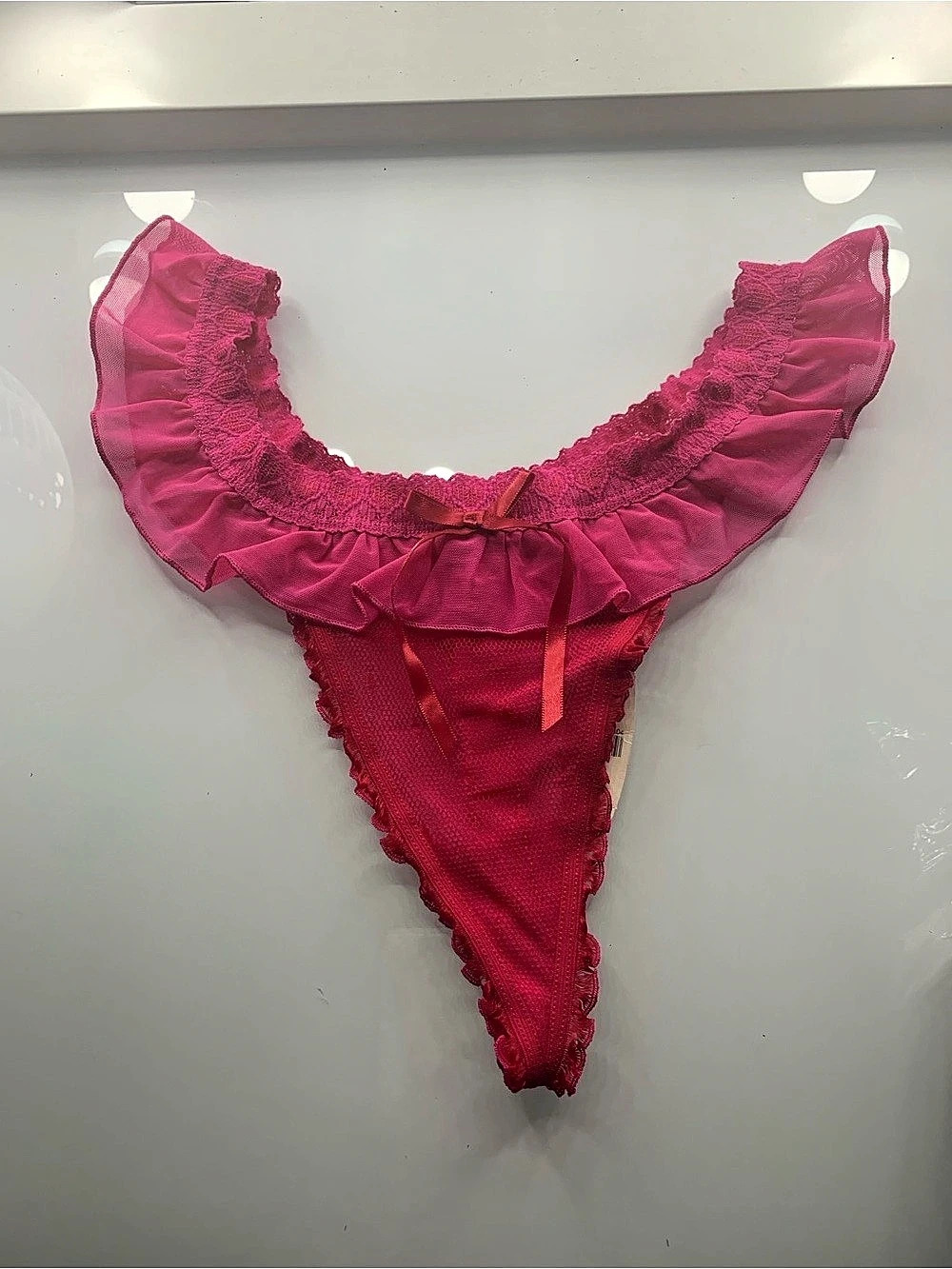 Sexy Little Things Victoria’s Secret Ruffle Thong Panty In Pink. Size M.